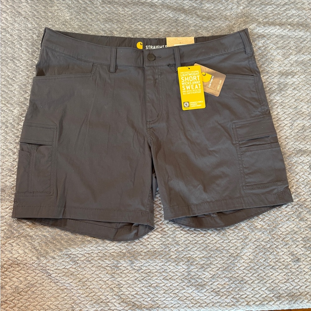 Women’s Carhartt Gray Straight Fit Ripstop Cargo Shorts Size 18 Regular NWT